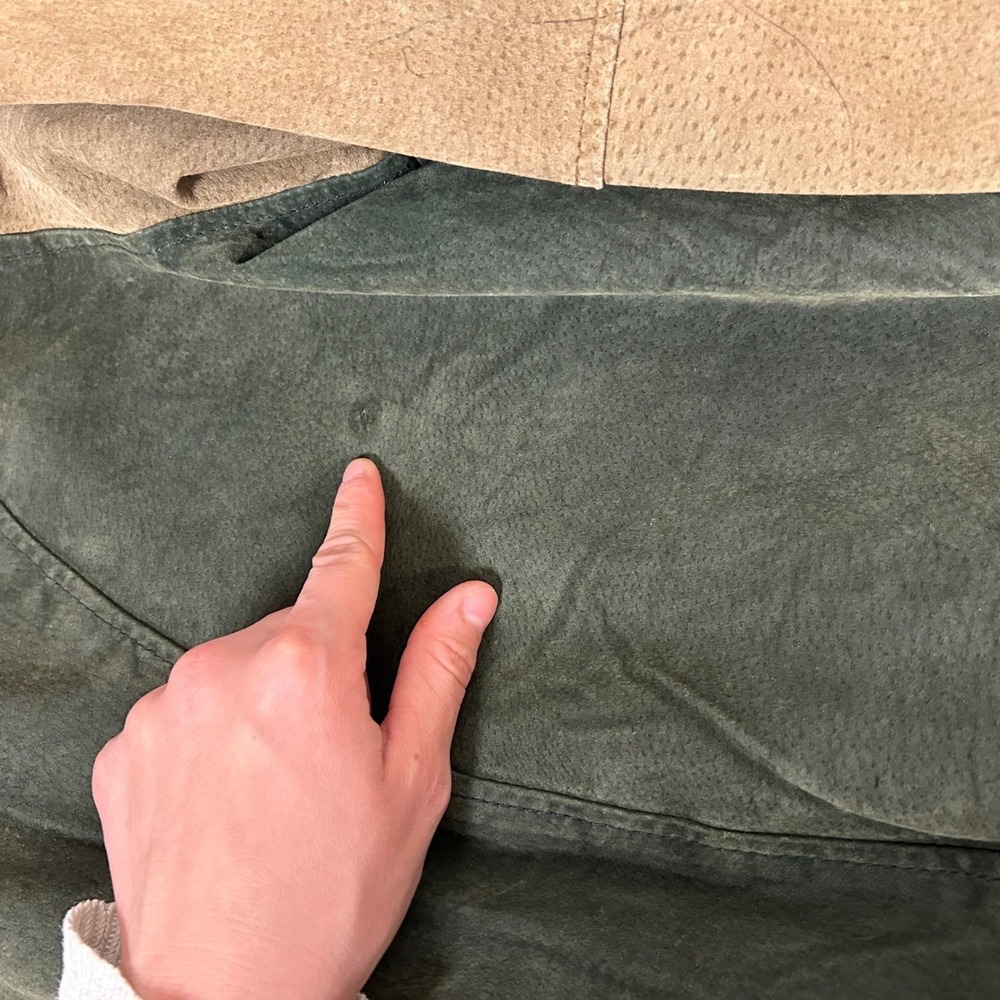 genuine‎ suede preppy tan green bomber varsity jacket avalanche size xl - Picture 6 of 12